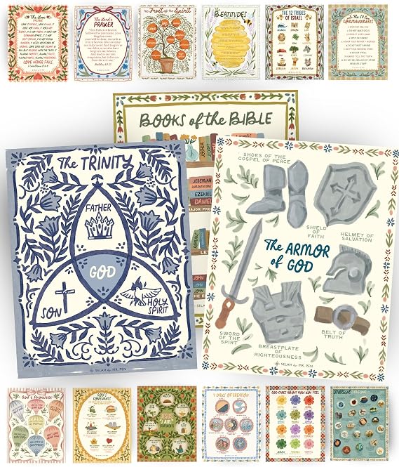 Mr. Pen- Bible Posters, 15pc, Hand Drawn, 14x11 inch, Laminated