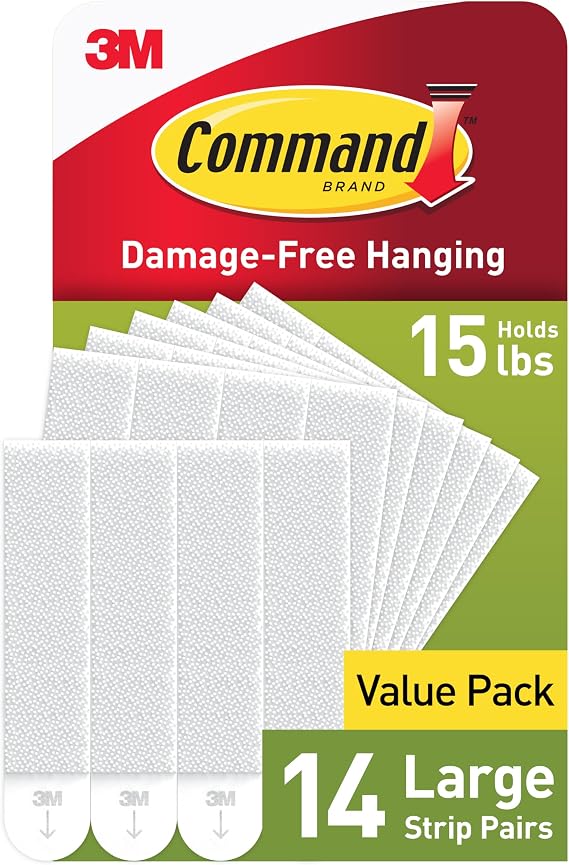 Command Large (15 lb) Picture Hanging Strips, 14 Pairs (28 Strips