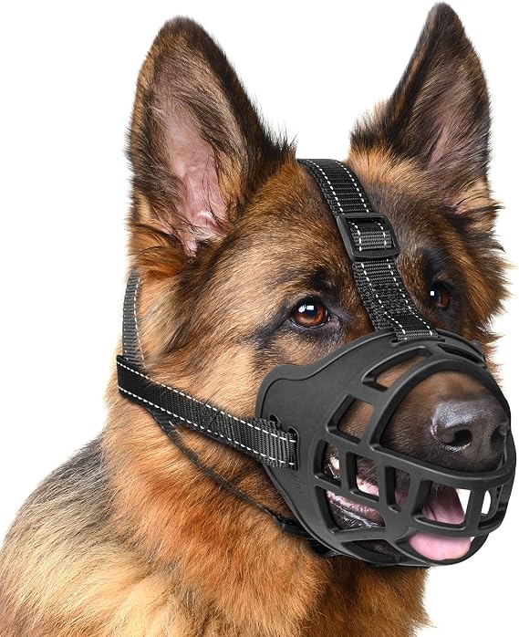 EcoEarth - Dog Muzzle - for Small Sized Dogs - Black - Soft Basket Muzzle with Adjustable Strap - Breathable Mouth Guard for Biting, Barking, Chewing - Great for Training, Grooming and Walking