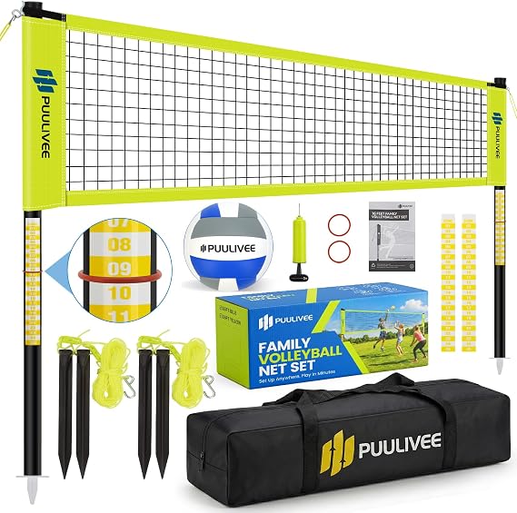 32ft/16ft Outdoor Volleyball Net Set for Backyard, Beach, Grass