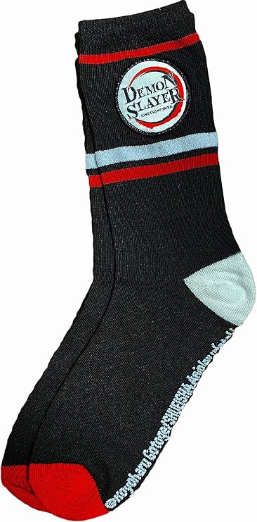 Demon Slayer Logo Anime Crew Socks (One Size, Black)