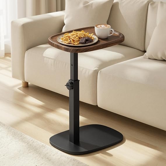 VASAGLE Sofa Side Table, C-Shaped, Adjustable Height, 40 x 30 x 69 cm