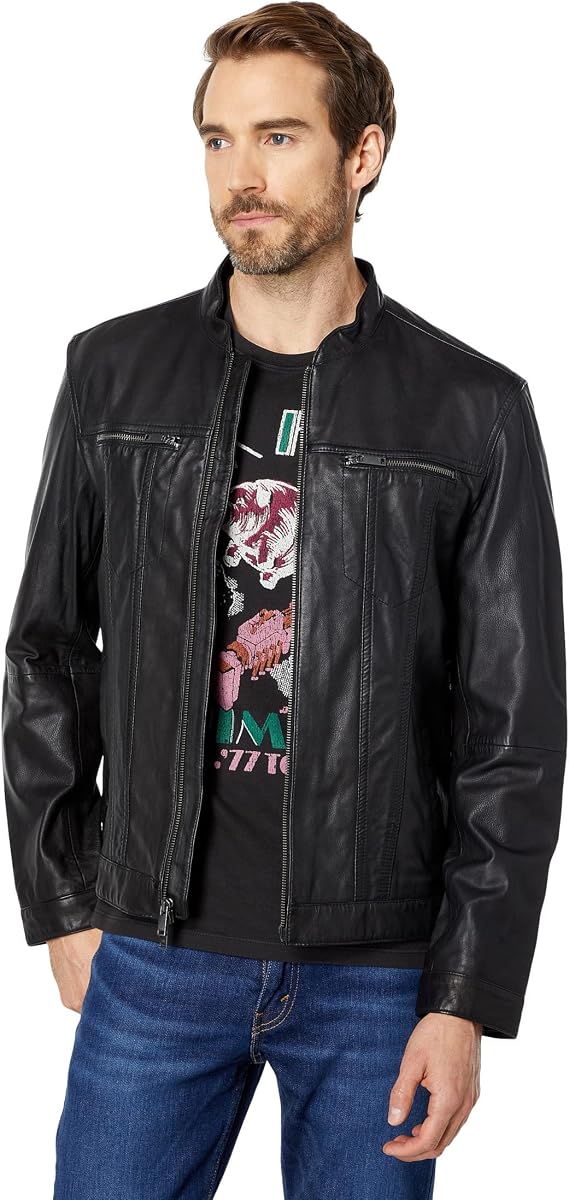 John Varvatos BRANDO BAND COLLAR JACKET Black XL