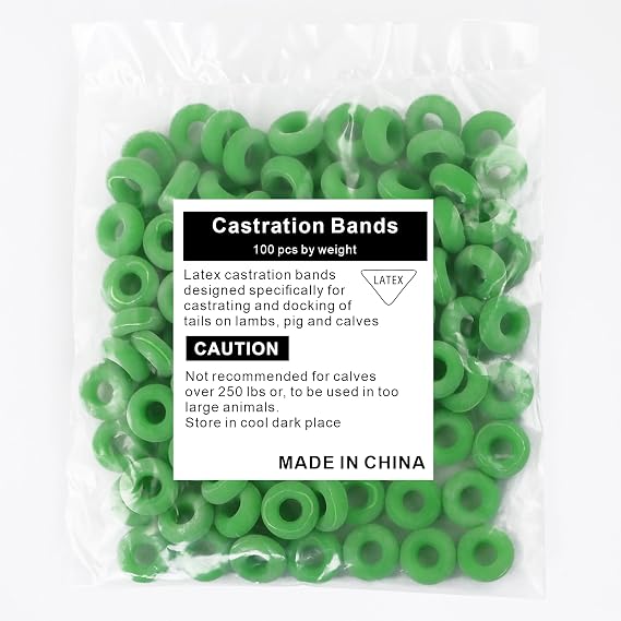 Latex Castration Bands Castration Rings for Lambs(100pcs, Green)