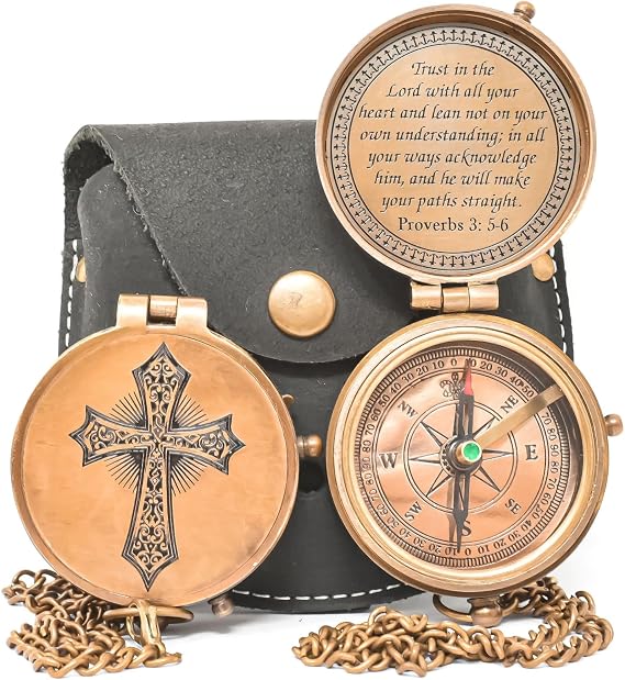 Trust in The Lord with All Your Heart Engraved Compass, Proverbs 3: 5-16 Engraved with Gift Compass, Graduation Day Gifts, Religious Gifts, Missionary Gifts, Christian Gifts