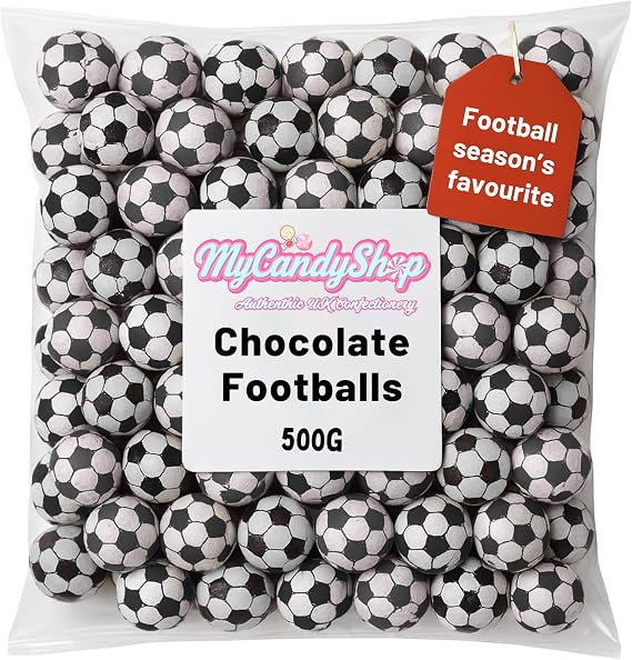 Black/White Chocolate Footballs 500g – Football Coach Gifts, Party Bag Filler, Fathers Day Chocolate, Father's Day Gifts For Daddy