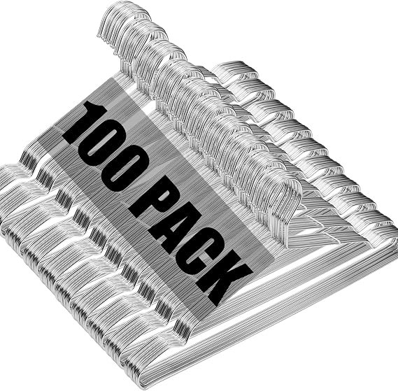 Hangers 100 Pack Wire Hangers Heavy Duty Clothes Hanger Ultra Thin Space Saving Metal Hangers16.5in by WYCQKL