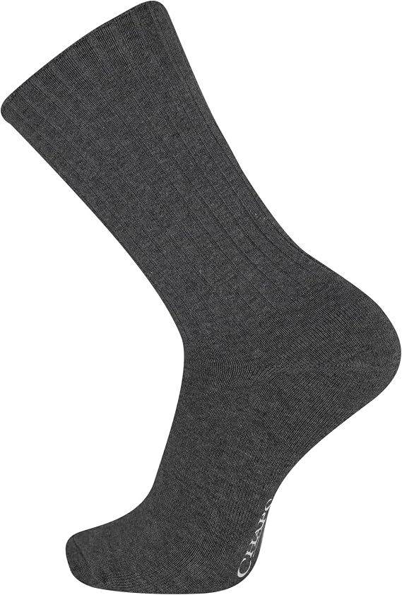 Chaps Men's Solid Color Casual True Rib Crew Socks - 1-6 Pair Packs - Cotton Comfort and Breathable Mesh