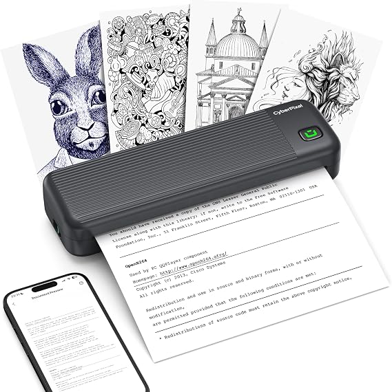 Portable Printer for Travel,Inkless Wireless Thermal Printer