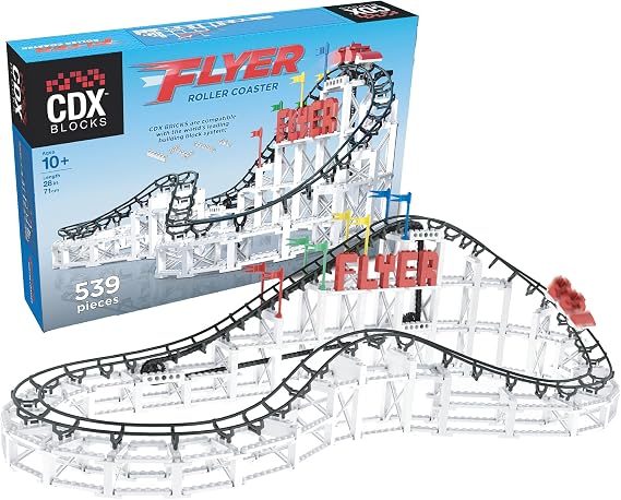 CDX Blocks: Flyer - 539 Pieces, Building Brick Set, Gravity Powered Roller Coaster Model, Promotes STEM Learning