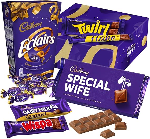 Cadbury "Special Wife" Chocolate Gift - Full Size Cadbury Chocolate Bars including Flake, Caramel, Twirl, Dairy Milk and More. Valentine's Day, Anniversary for Wife