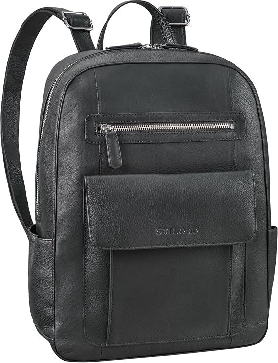 STILORD "Rae" Large Laptop Backpack Women and Men Laptop Rucksack 15.6 Inch - 16 Inch Work Backpack for University Business Rucksack School Backpack Genuine Leather Colour:Black