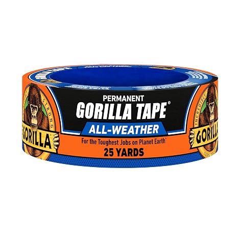 GORILLA All Weather Duct Tape, Black, 1.88" x 25 yd