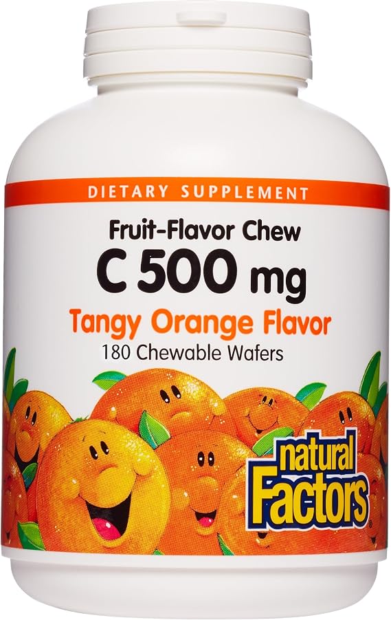 Natural Factors Vitamin C 500 mg, 180 Chewable Wafers (180 Servings)