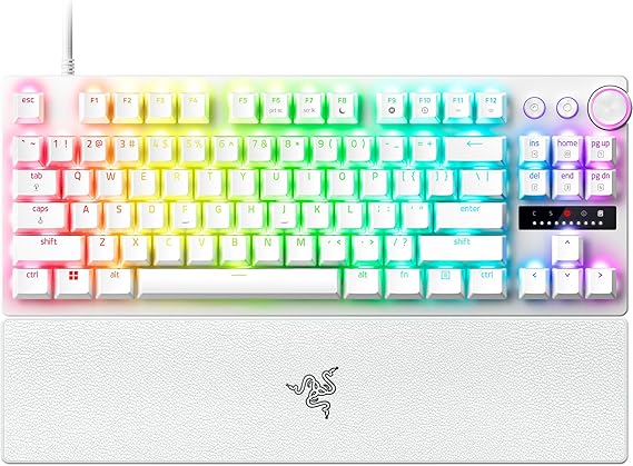 Razer Huntsman V3 Pro Tenkeyless - TKL Analog Optik Espor PC Klavyesi - Razer Snap Tap & Hızlı Ateş (Hızlı basınçlandırma, 2 Özel Tuşlu Çok İşlevli Tekerlek) QWERTY ABD Düzeni | Beyaz
