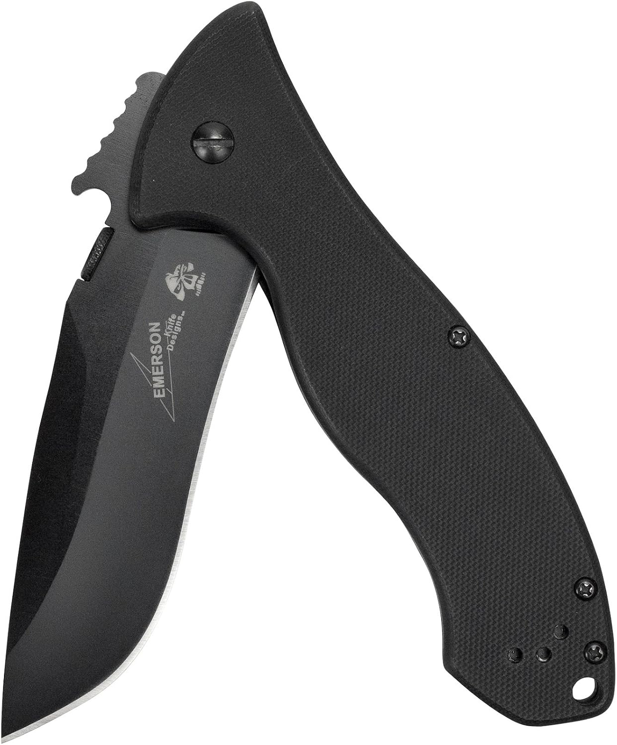 Kershaw CQC-9K 6045BLK Emerson Designed Manual Open Folding Pocket Knife, Black Oxide 3.6 inch Stainless Steel Blade, Thumb Disk, Frame Lock, Reversible Pocketclip, Wave-Shaped Feature; 6.4 OZ