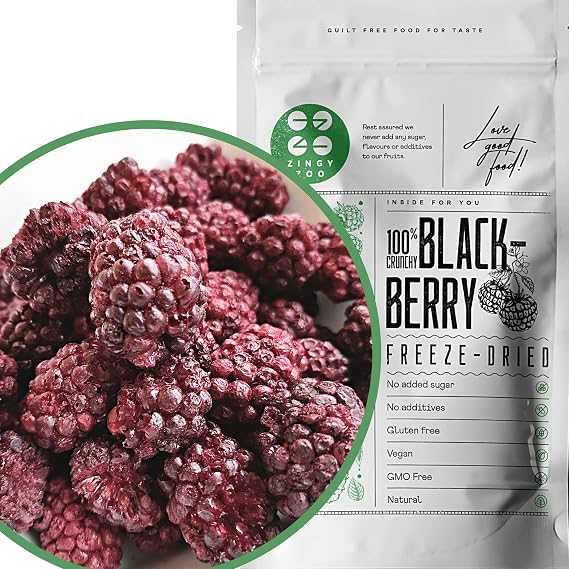 Freeze Dried Blackberry | 90g Natural Raw Unsweetened Freeze Dried Fruit as Healthy Snacks for Adults | Freeze Dried Berries Fruits for Drinks, Porridge, Cocktails | No Added Sugar ZingyZoo