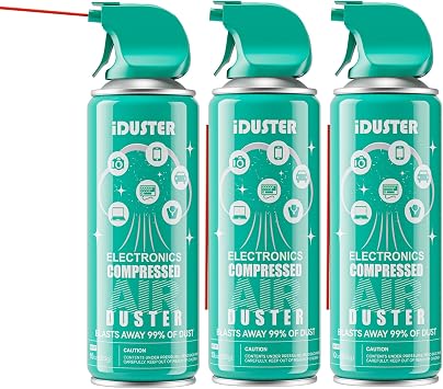 3PCS 10oz Compressed Canned Air Duster for Computer - iDuster Disposable Electronic Keyboard Cleaner for Cleaning Duster