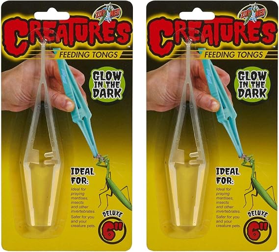 Zoo Med 2 Pack of Creatures Feeding Tongs, 6 Inch, Glow in The Dark
