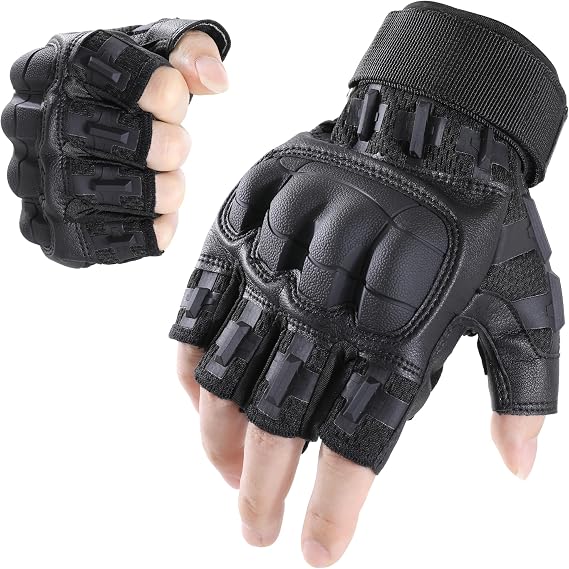 WTACTFUL Fingerless Gloves Men Women, Flexible Breathable Reinforced Palm