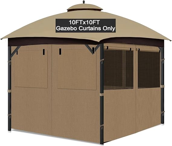 Gazebo Privacy Curtains (Khaki, 10'x10')