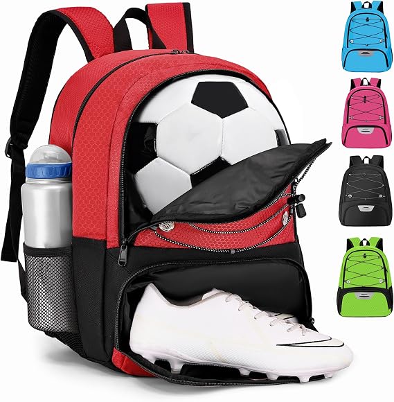 Hsmihair Soccer Backpack,Soccer Bag with Ball Holder and Cleat Compartment | Water resistant sports equipment bag for basketball, volleyball, football gear, cleats and youth team sports