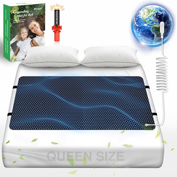 Grounding Mat for Bed, Grounded Pad for Sleep, Anti-Slip PU Leather Grounded Mat with Grounding Cord (27''60, Queen)
