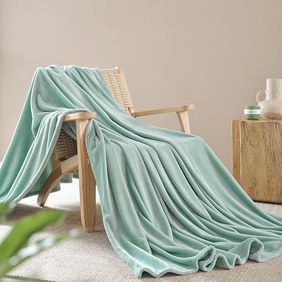 Sage Green Fleece Throw Blanket for Couch Sofa, Soft Warm Fuzzy Cozy Blankets for Women Men Gift, Plush Microfiber Flannel Blanket Suitable for All Seasons, 50x60 Inches