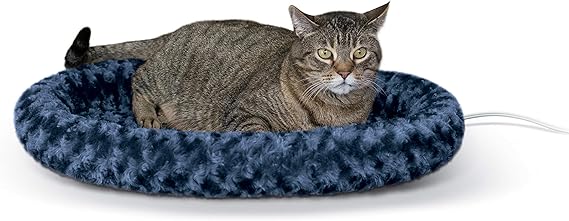 K&H Pet Products Thermo-Kitty Fashion Splash Heated Pet Bed Large Blue 16"x 22" 7W