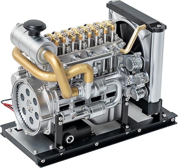 TECHING Mini Diesel Engine Model kit that Runs OHV 4-Cylinder Engine Mechanical Metal Assembly DIY Car Engine Model Kit 300+pcs DM-115