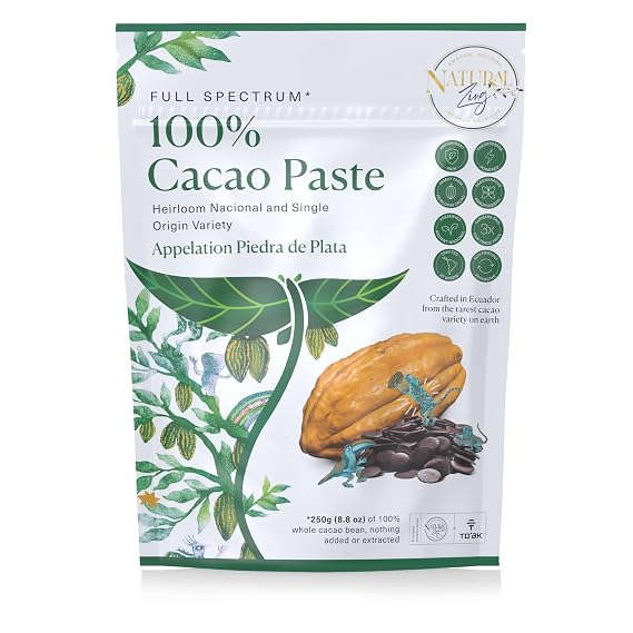Natural Zing Raw Cacao Liquor|Paste Chunks Organic, Single-Origin | Pure Cacao from Ecuador (8 oz) | Not CCN-51 | Unroasted, No Additives | Rich Aroma, Magnesium-Rich Coffee Alternative | Clean Energy Superfood