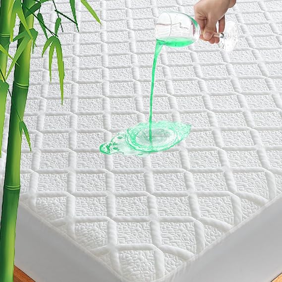 UNILIBRA Waterproof Twin Size Mattress Protector, 3D Air Rayon Made from Bamboo Cooling Mattress Cover, Breathable Deep Pocket Mattress Pad Fits to 8''-21'' White