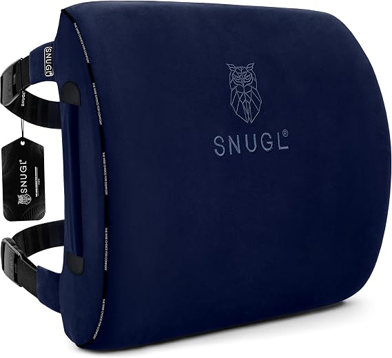 SNUGL Lumbar Support Cushion | Seat Cushions | Back Support for Office Chair | Posture Corrector Men & Women | Car Seat Cushion | Memory Foam Pillows | Orthopedic Pillow | Office Accessories | NAVY