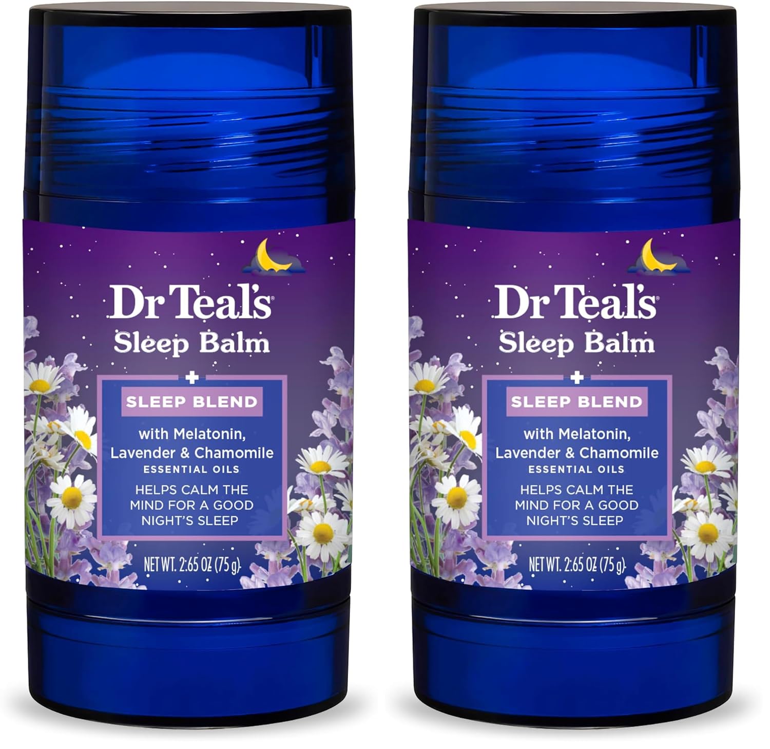 Dr Teals Sleep Body Balm with Melatonin, Lavender & Chamomile Essential Oils, 2.5oz Pack of 2