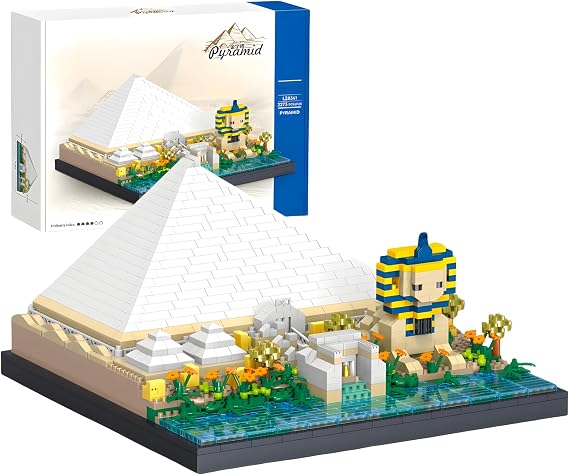 Egyptian Pyramid Building Blocks Set, 2273 PCS Micro Bricks Famous Landmarks Architecture Building Model Toys, 3D Pyramid Puzzle Historical Construction Kit, Creative Gifts for Adults & Teens