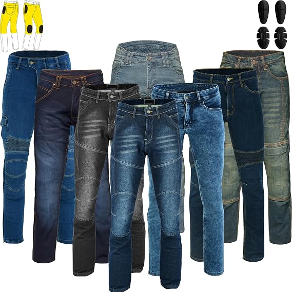 Mens Motorbike Jeans Made with Aramid Fiber Bikers Pants