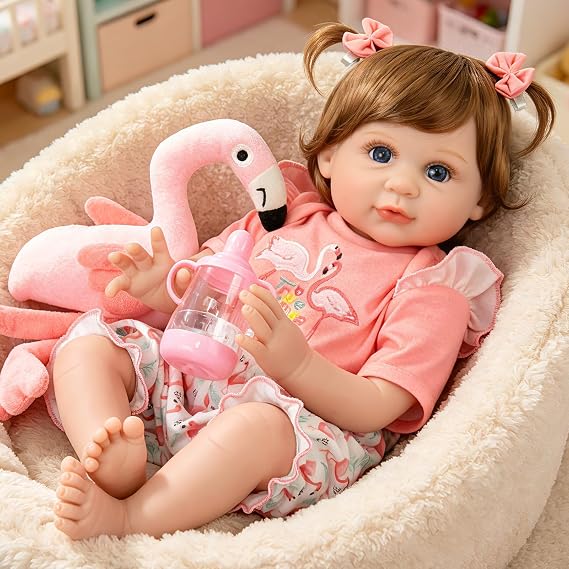 Aori Realistic Reborn Baby Doll Girls - 22 inches Real Life Newborn Baby Dolls, Adorable Lifelike Babies, Weighted Reborn Toddler Gifts Set for Kids Grandma