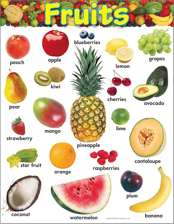 TREND Fruits Learning Chart, Classroom Decor, 17" x 22"