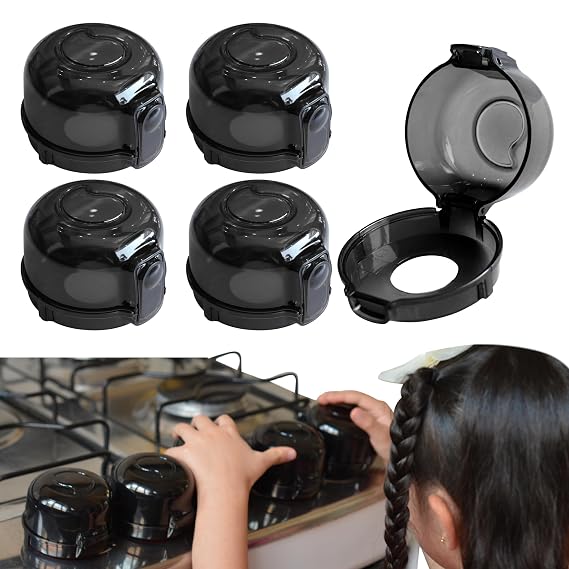 Stove Knob Safety Covers (5 Pack) Oven Knob Covers for Child Safety Prevent Kids from Turning on Stoves Gas Stove Knob Locks with Pre-Applied Adhesive No Tools Needed for Install
