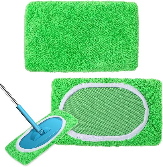 2 Pack Microfibre Mop Pads Reusable Mop Pads for Floor Cleaning, Washable Wet Pad and Dry Sweeping Cloths for Mopping Floors (Mop Is Not Included)