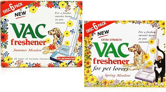VAC Freshener Disc Pack of 2 Summer Meadow & Spring Meadow Fragrance, 6 Discs in one Pack, Strength Freshener Discs for Pet Owners, Vacuum Deodoriser, Long Lasting Scent,