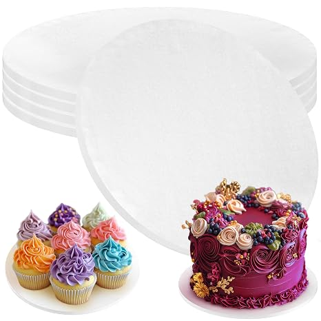 Cake Board - 4 Pack, 10 inch, White - Reusable Round Cake Drum for Showstopping Desserts - Heavy-Duty Disposable Cardboard Cake Base with Smooth Surface - Cake Decorating Supplies