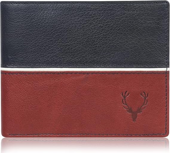 Allen Solly Bi Fold Slim & Light Weight Genuine Leather Men's Stylish Casual Wallet Purse with Card Holder Compartment (Multi Colour), Black & Brown Multi Colour, Casual