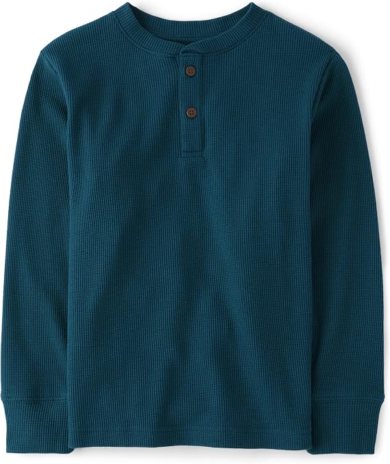 The Children's Place boys Long Sleeve Thermal Henley Shirt