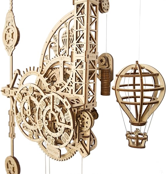 UGEARS Aero Clock, Model Kit, 3D Puzzle, Mechanical Wooden Model Kits for Adults to Build, Wall Clock 3D Puzzle with Pendulum Model Kit, DIY Miniature Kit Crafts Gift