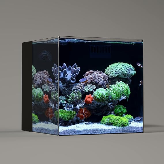 LANDEN EzFlux 40 Rimless 16 Gallon Rear Filtration Tank, Pump Included | 15.7x15.7x15.7in (40x40x40cm), 6mm low iron glass; BIOSMO 700 pump 185GPH 2.5m head 9W; freshwater or marine, planted reef