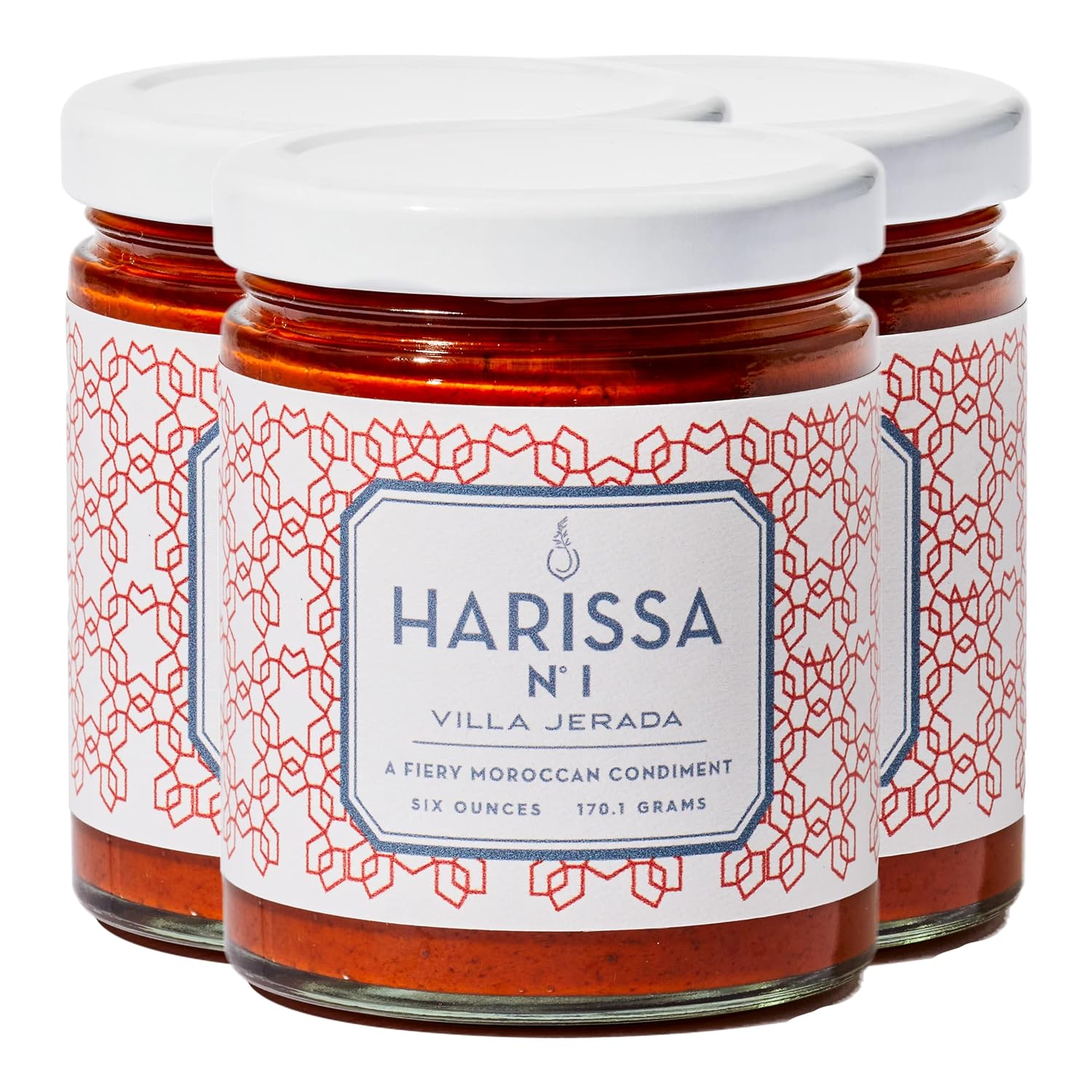 Villa Jerada, Harissa No. 1, Fiery Moroccan Condiment, Impart The Perfect Amount of Savory, Tang, and Spice to Any Meal, 6 oz HARISSA - 3 JARS