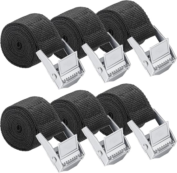 6Pcs Ratchet Tie Down Straps, 1m x 25mm Heavy Duty Lashing Straps