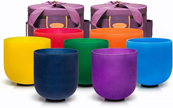 TOPFUND 6-10 Inch Chakra Set of 7 Color Singing Bowls
