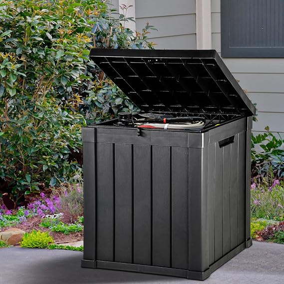 YITAHOME 51 Gallon Outdoor Storage Deck Box | Waterproof Resin Package Delivery and Storage Box with Lockable Lid for Patio Furniture Cushions, Pool Accessories, Garden
